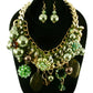 Chunky Green Clustered  Necklace Sets
