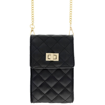 Black Quilted Cellphone Crossbody