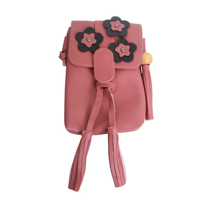 Mauve Leather Tassel Crossbody