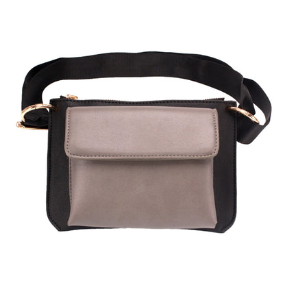 Gray Vegan Leather Fanny Pack / Cross Body Bag
