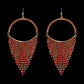 Red Semicircle Fringe Earrings