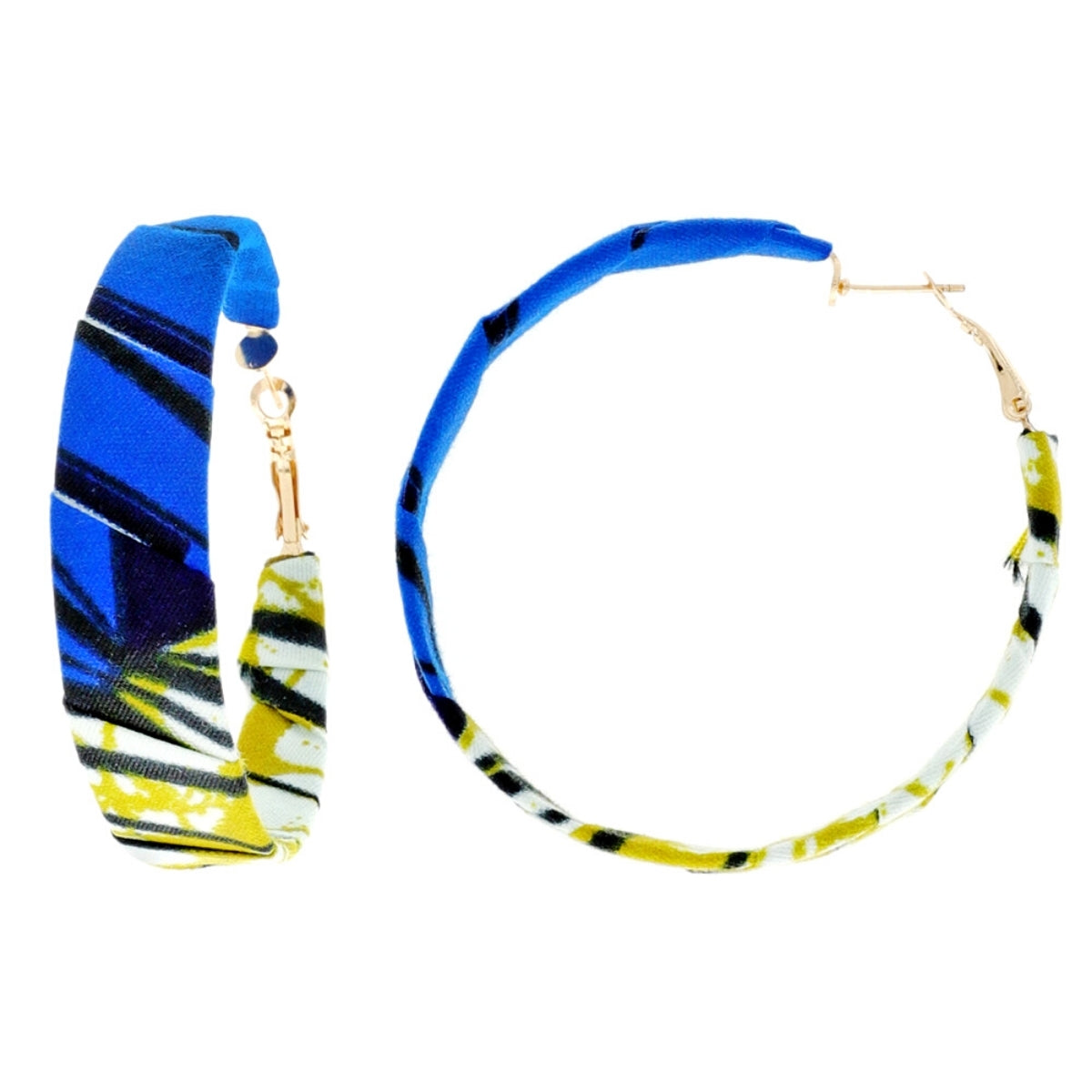 Royal Blue Afrocentric Fabric Hoops