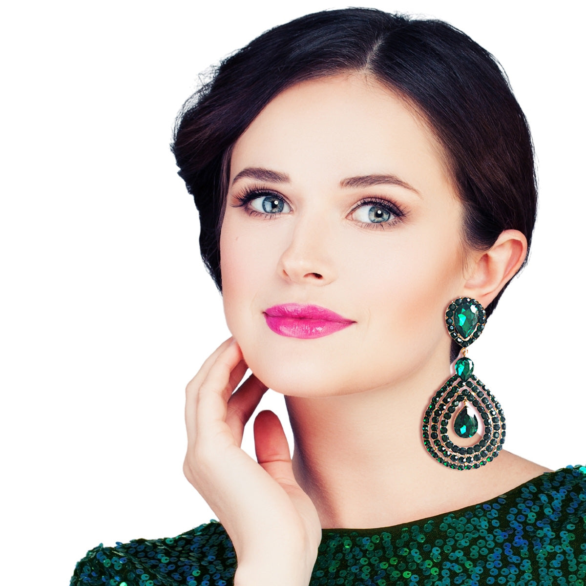 Green Teardrop Clip Ons