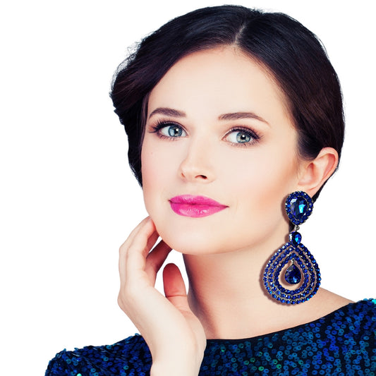 Royal Blue Teardrop Clip Ons