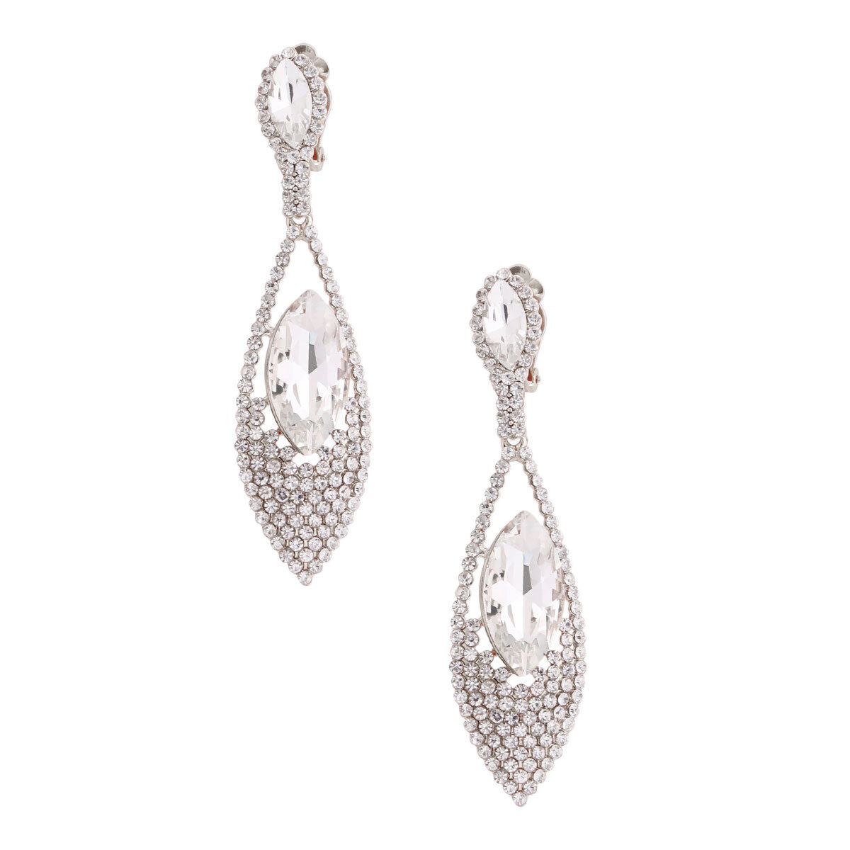 Silver Marquise Pointed Clip Ons