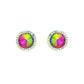 Pink and Green Round Crystal Studs