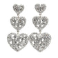 Silver Crystal Triple Heart Earrings
