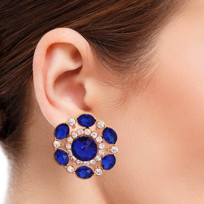 Royal Blue Crystal Circle Studs