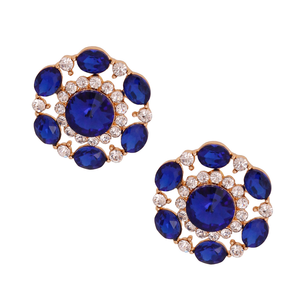 Royal Blue Crystal Circle Studs