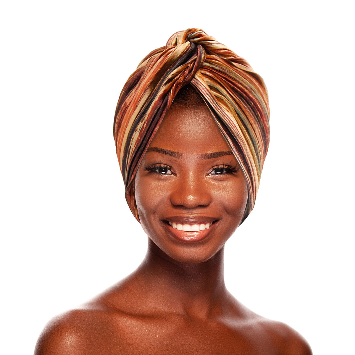 Brown Velvet Pleated Turban