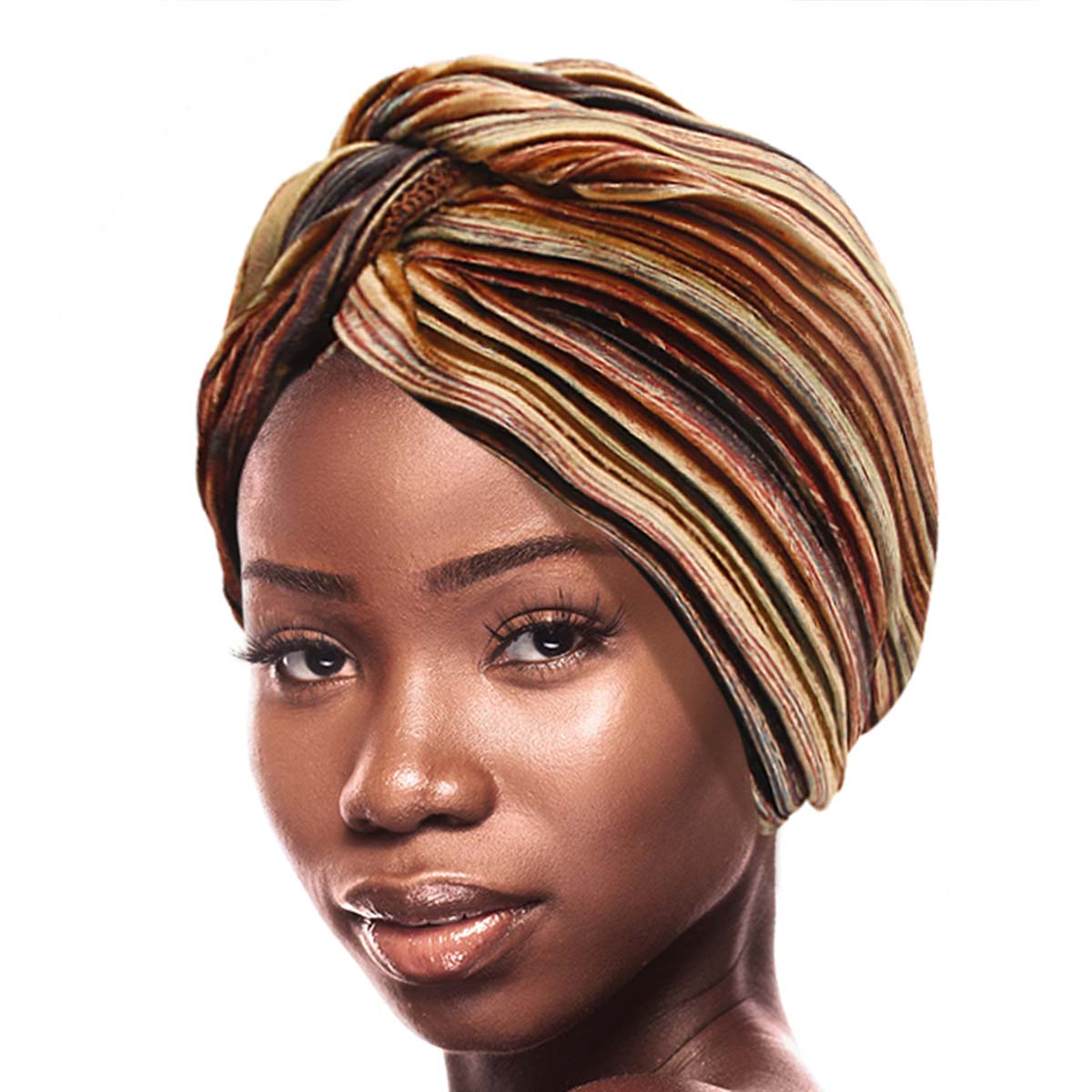 Brown Velvet Pleated Turban