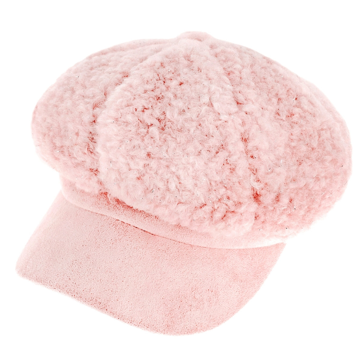 Fluffy Pink Winter Newsboy Cap