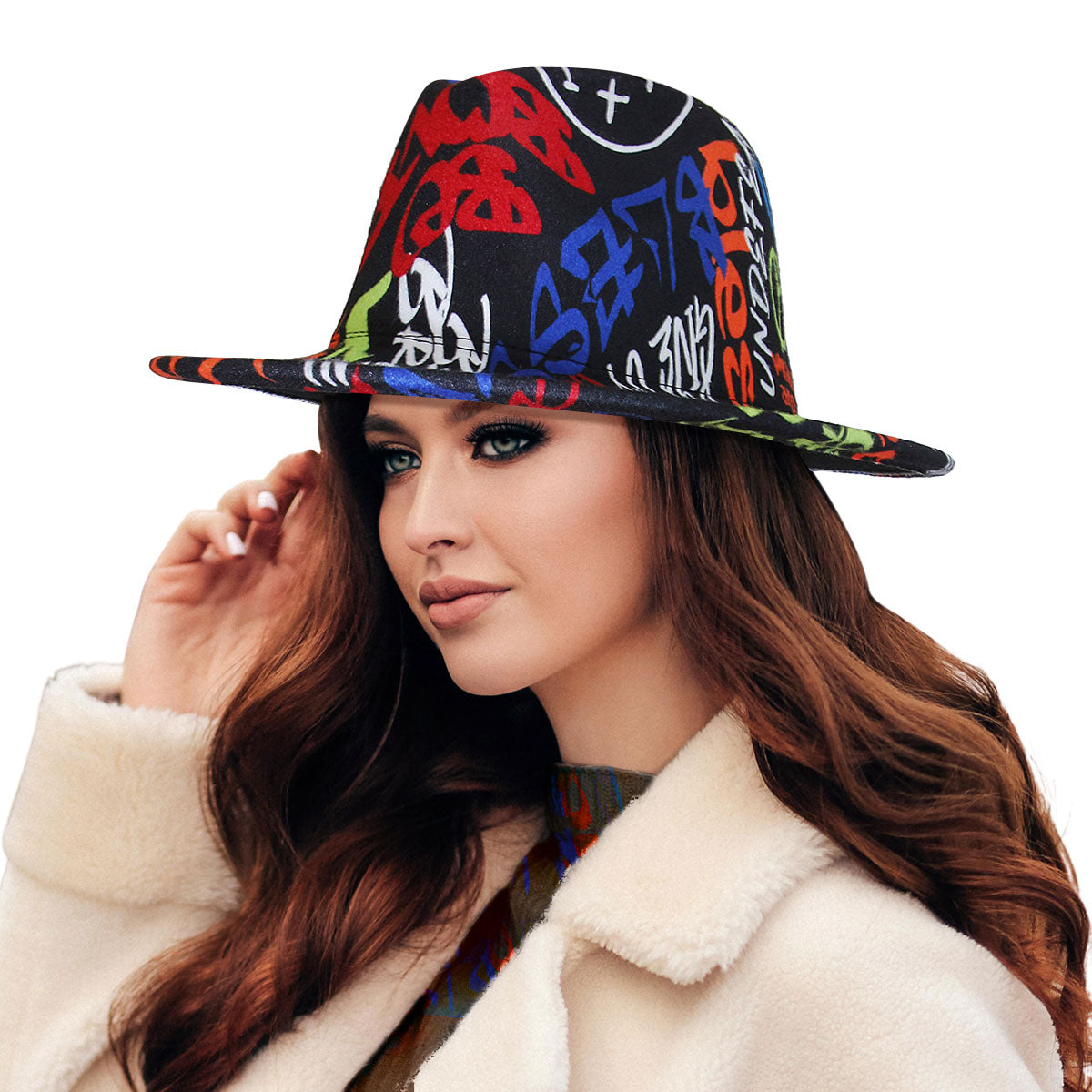 Black Graffiti Fedora Hat