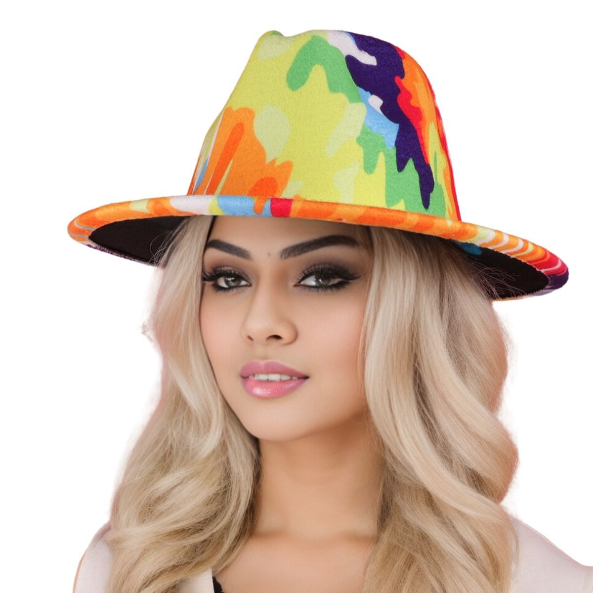 Rainbow Drip Tie Dye Fedora