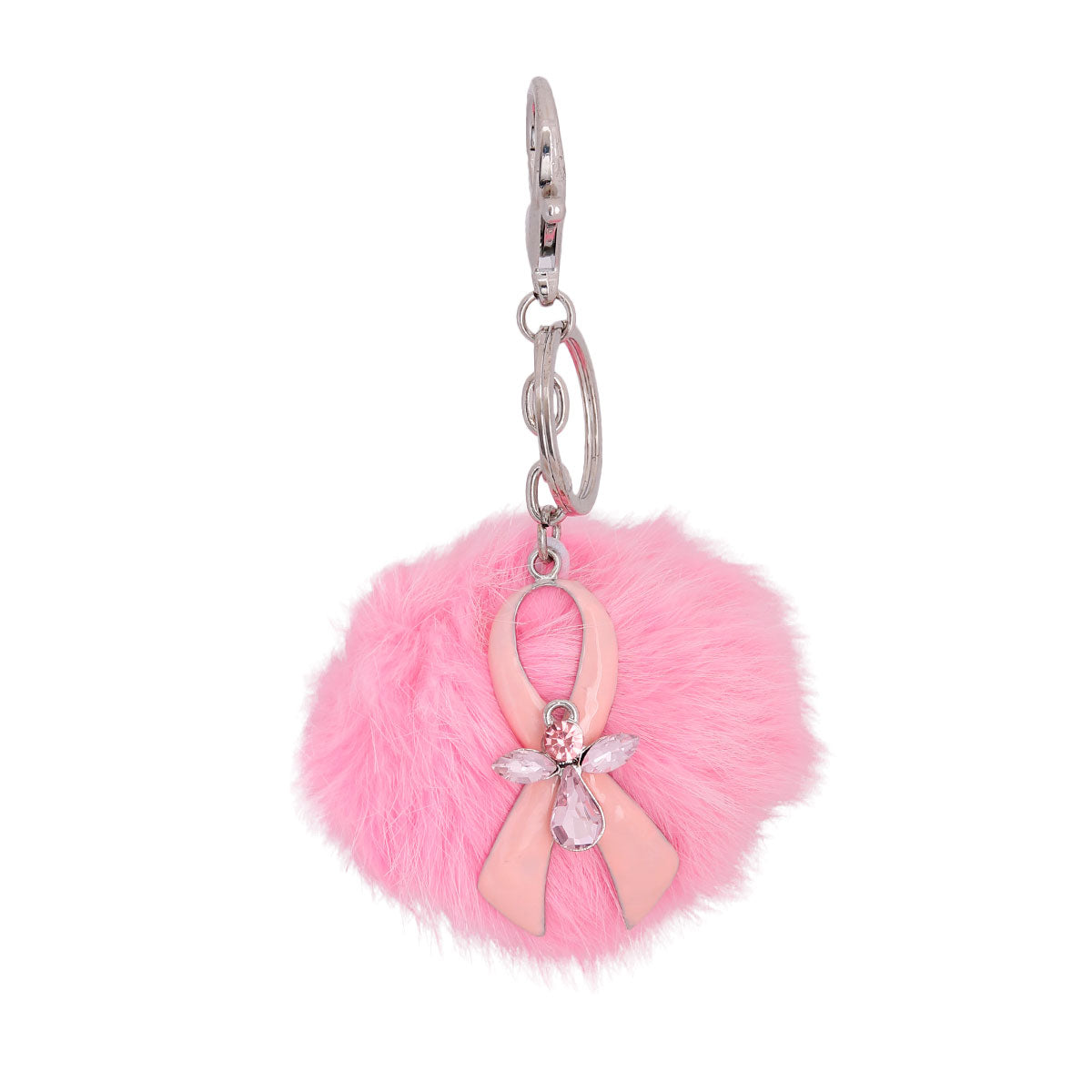 Pink Poof Breast Cancer Keychain