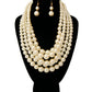 Cream Pearl Multi Strand Necklace Set