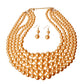 Light Brown Pearl Multi Strand Necklace Set