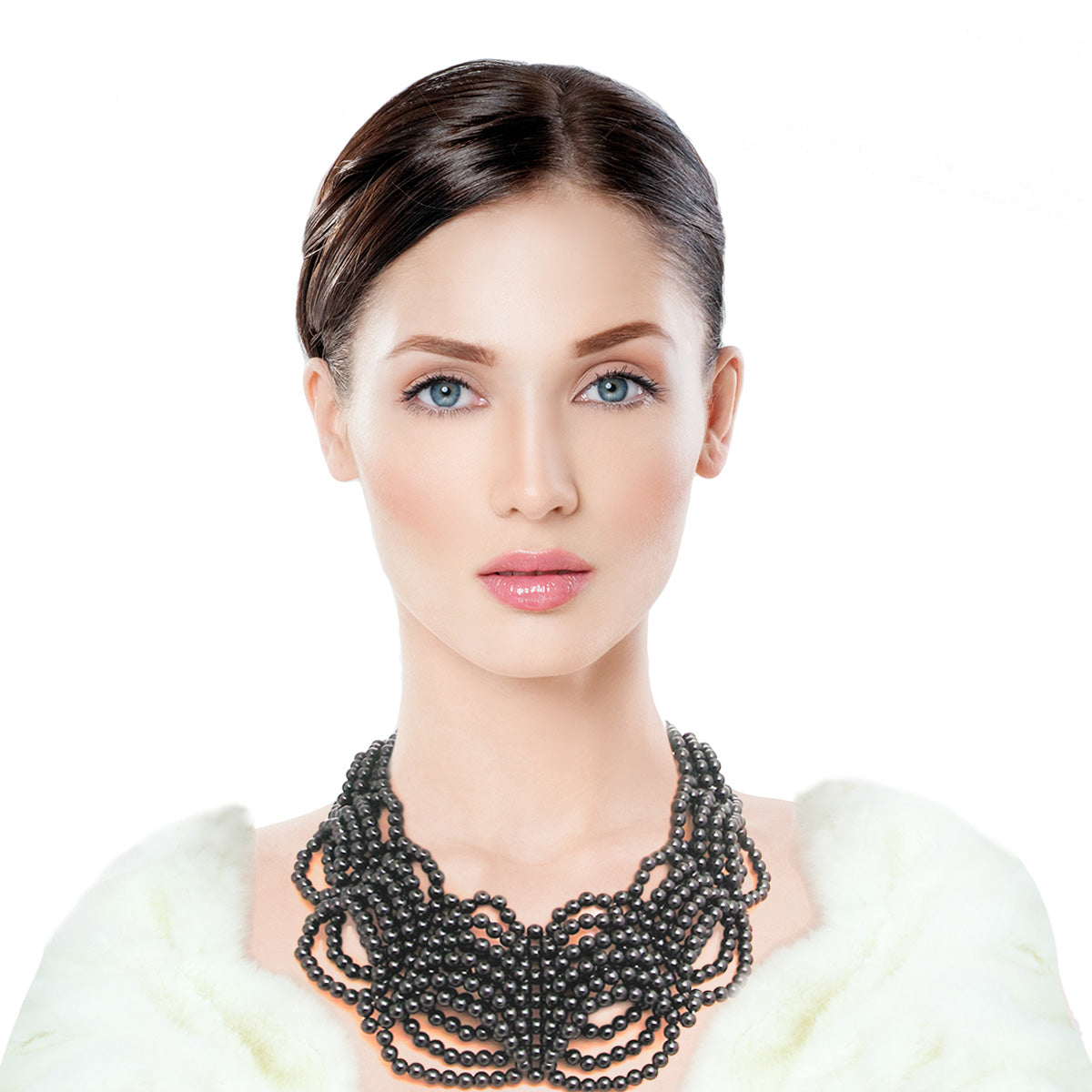 Black Pearl Draped Layered Collar