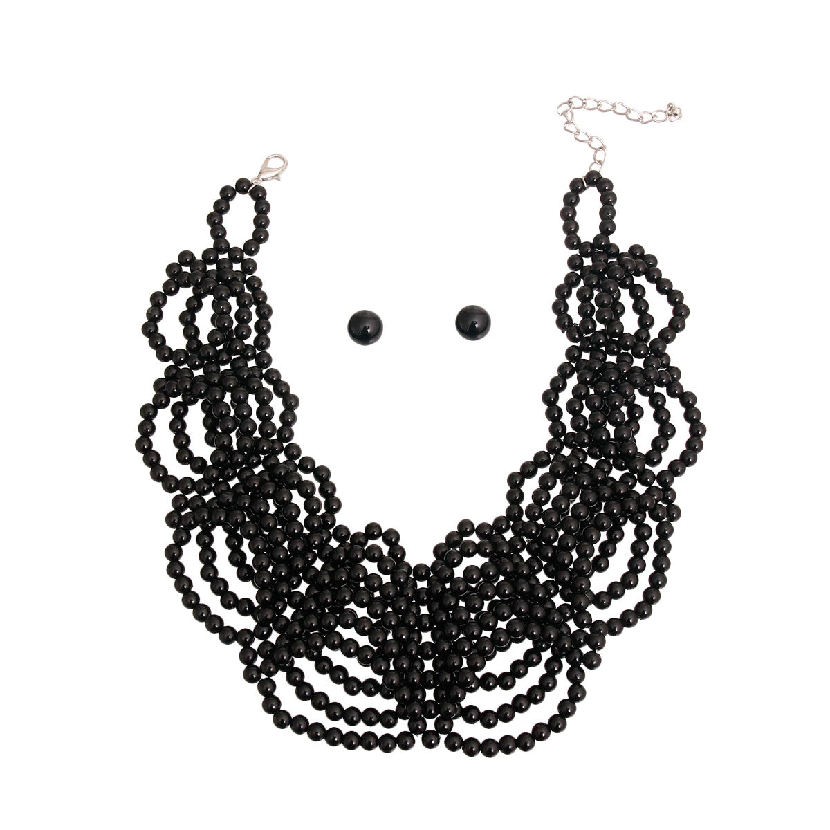 Black Pearl Draped Layered Collar