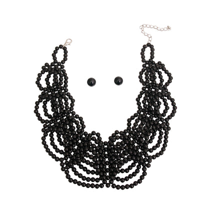 Black Pearl Draped Layered Collar