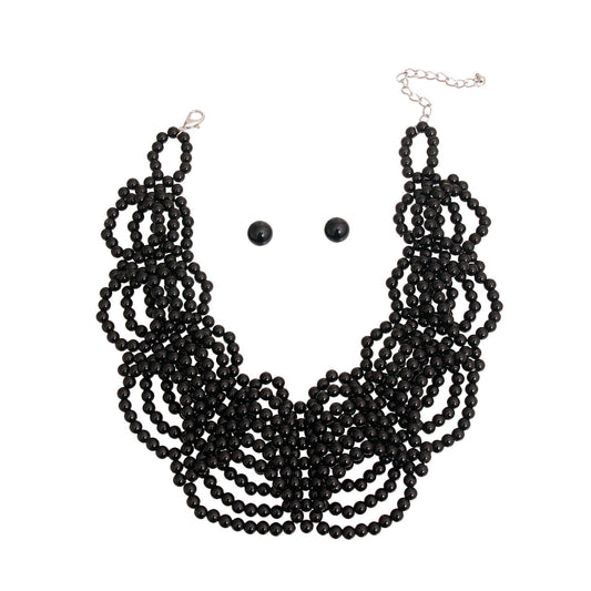 Black Pearl Draped Layered Collar