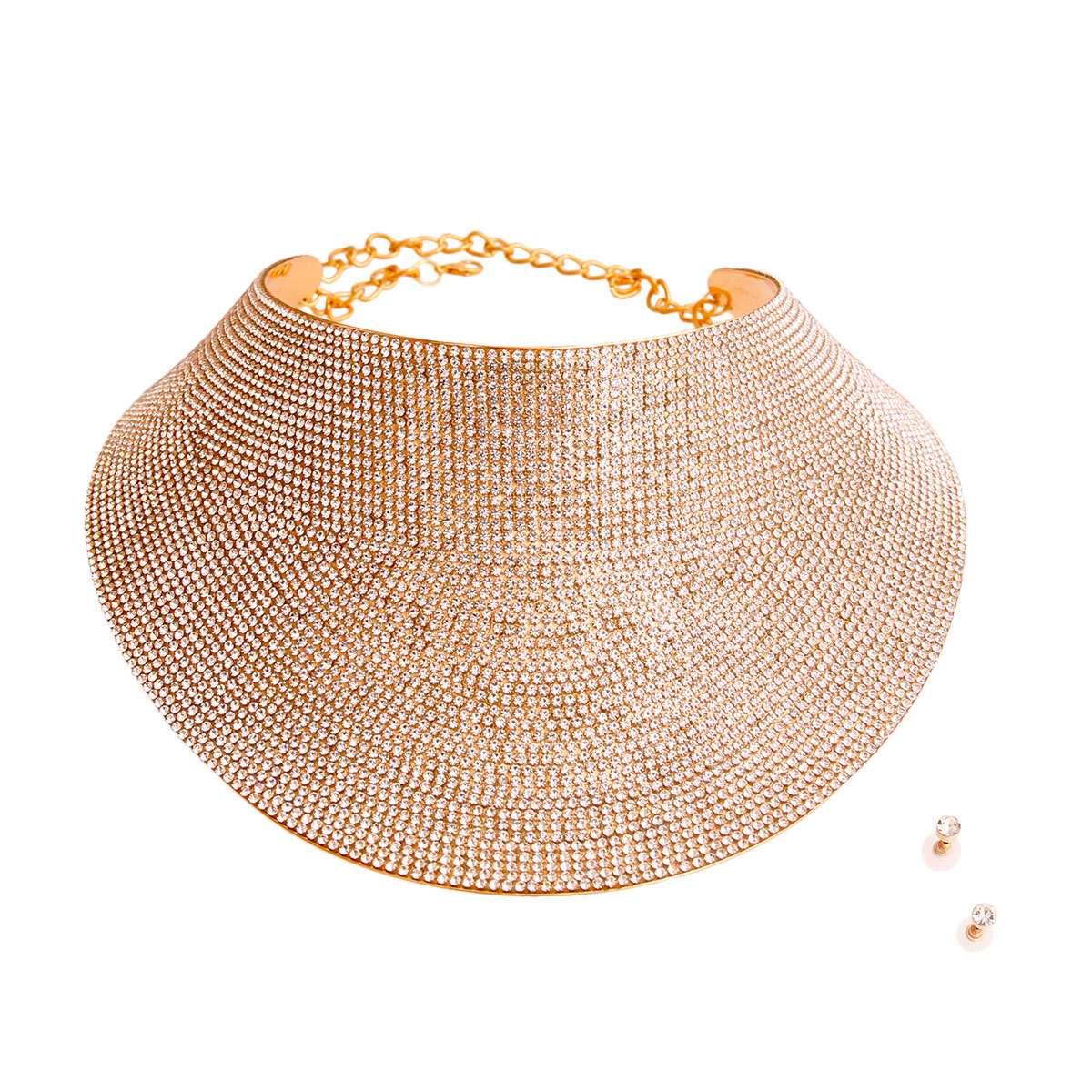 Gold Rhinestone Bib Collar Set