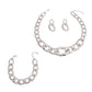 Silver Crumpled Chain and Bracelet Set