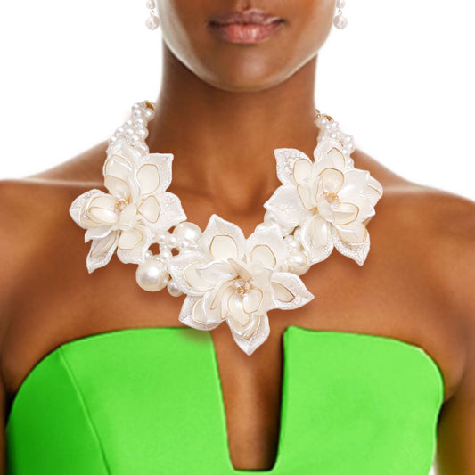 Cream Triple Flower Pearl Set