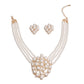 Cream 4 Line Cluster Pearl Necklace