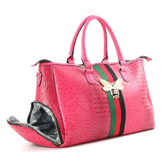 Designer Stripe Hot Pink Weekender