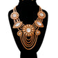 Gold Square Link and Crystal Drape Necklace Set