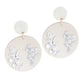 White Tan Clay Round Flower Bridal Earrings