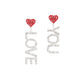 Red Silver LOVE YOU Earrings