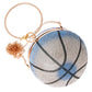 Blue Rhinestone Basketball Clutch