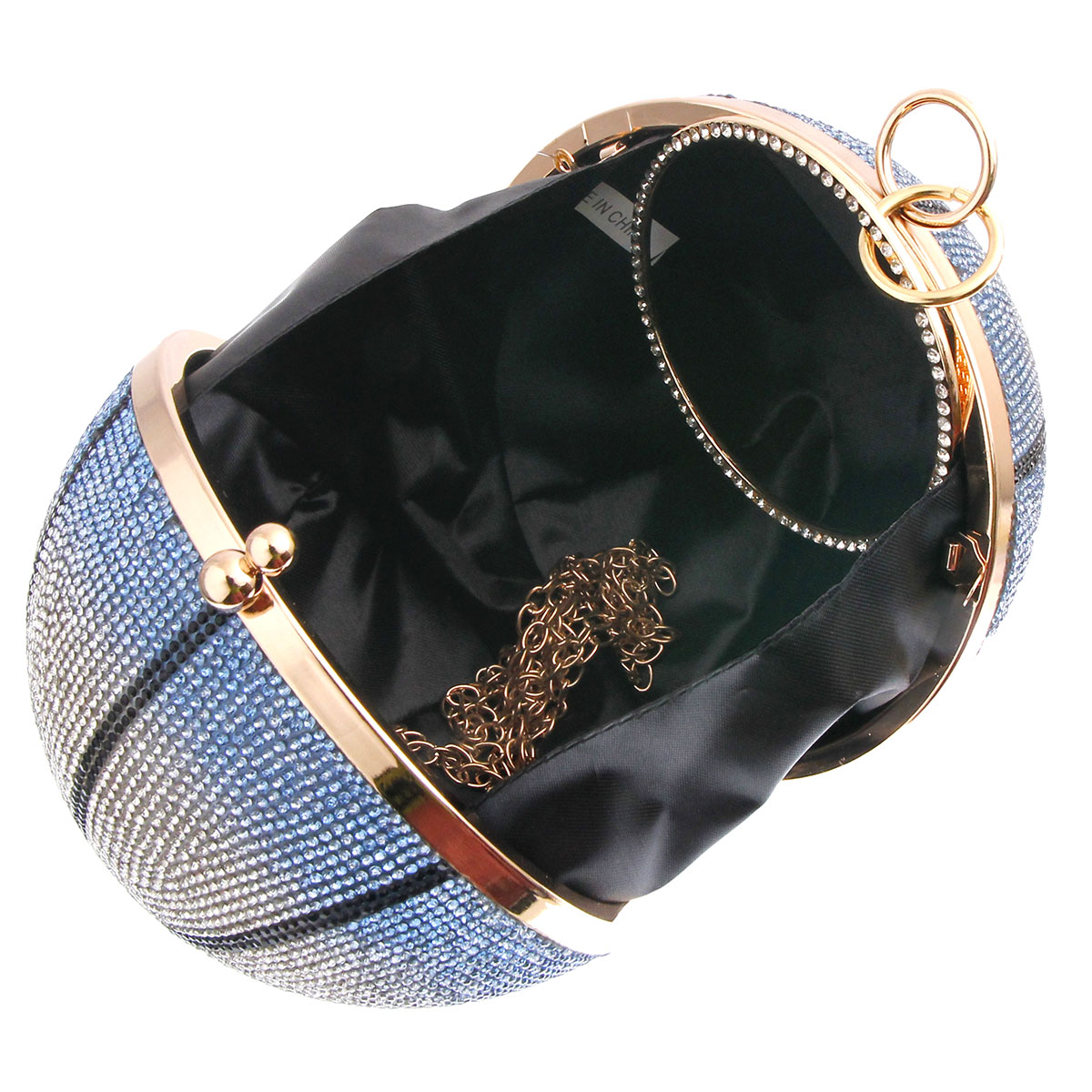 Blue Rhinestone Basketball Clutch