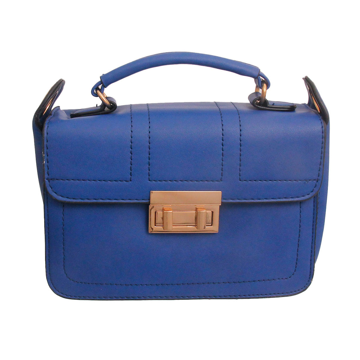 Blue Leather Square Crossbody
