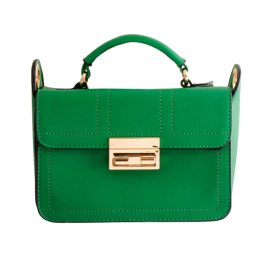 Green Leather Square Crossbody
