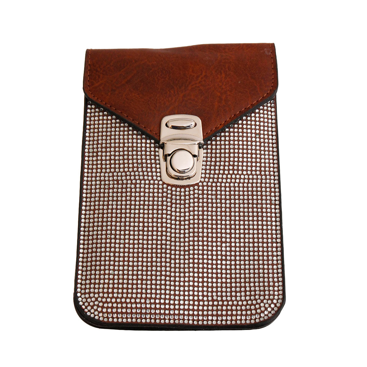 Dark Brown Rhinestone Cellphone Wallet