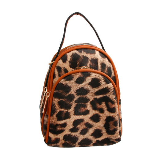 Brown Leopard Mini Backpack
