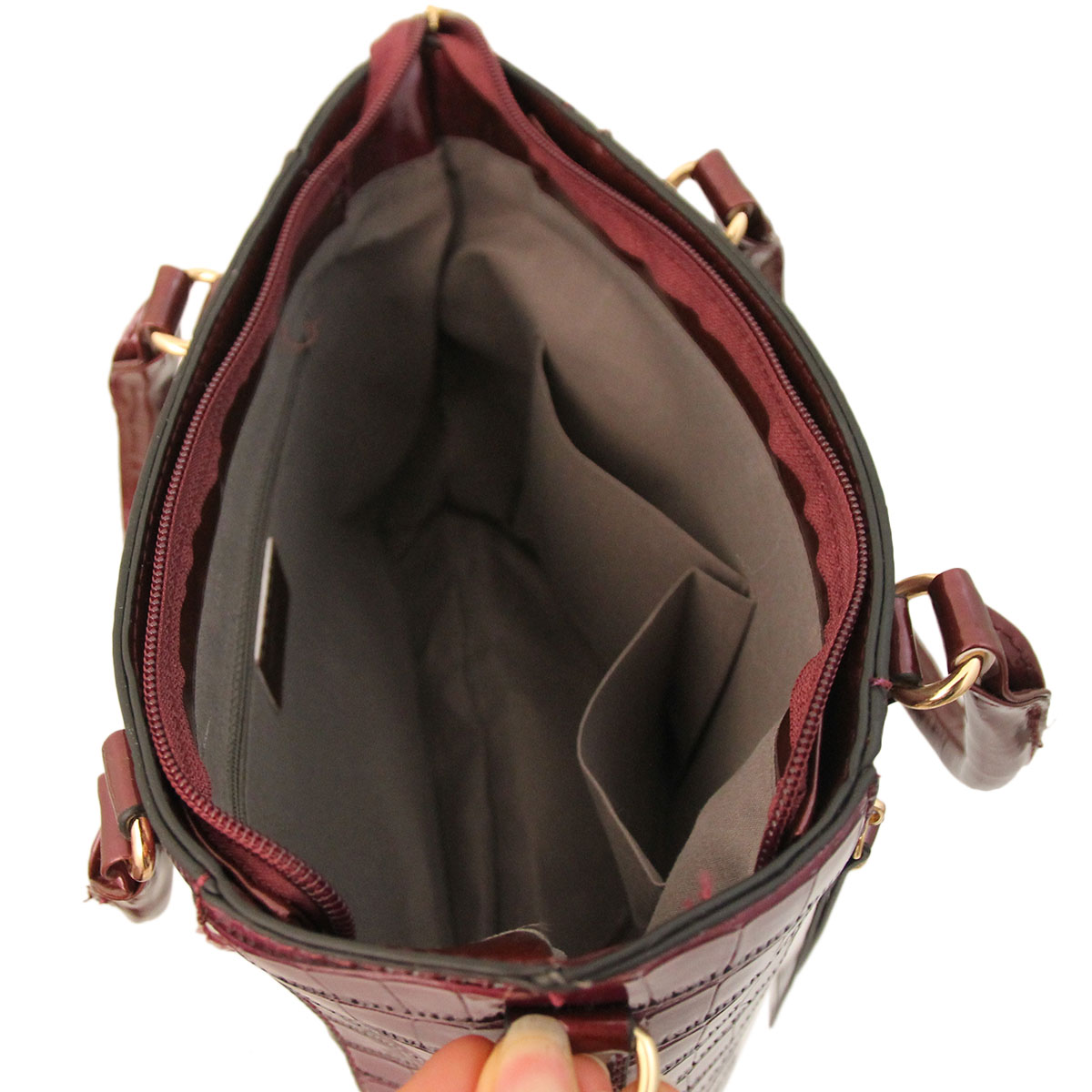 Purple Croc Tote and Wallet Bag Set