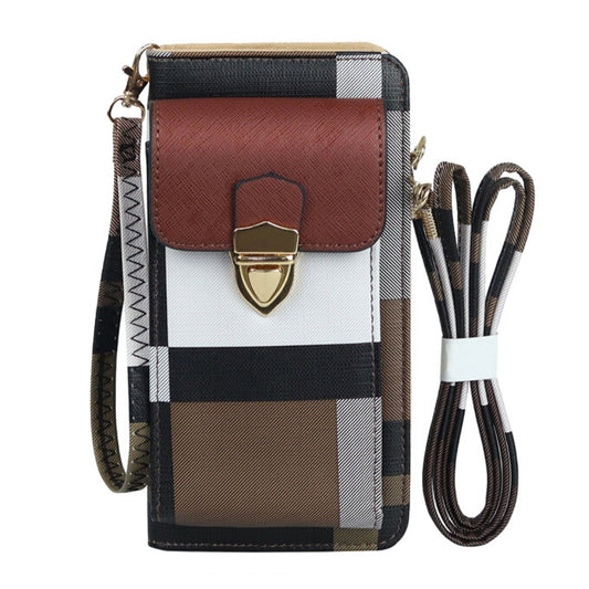 Brown Plaid Cellphone Wallet