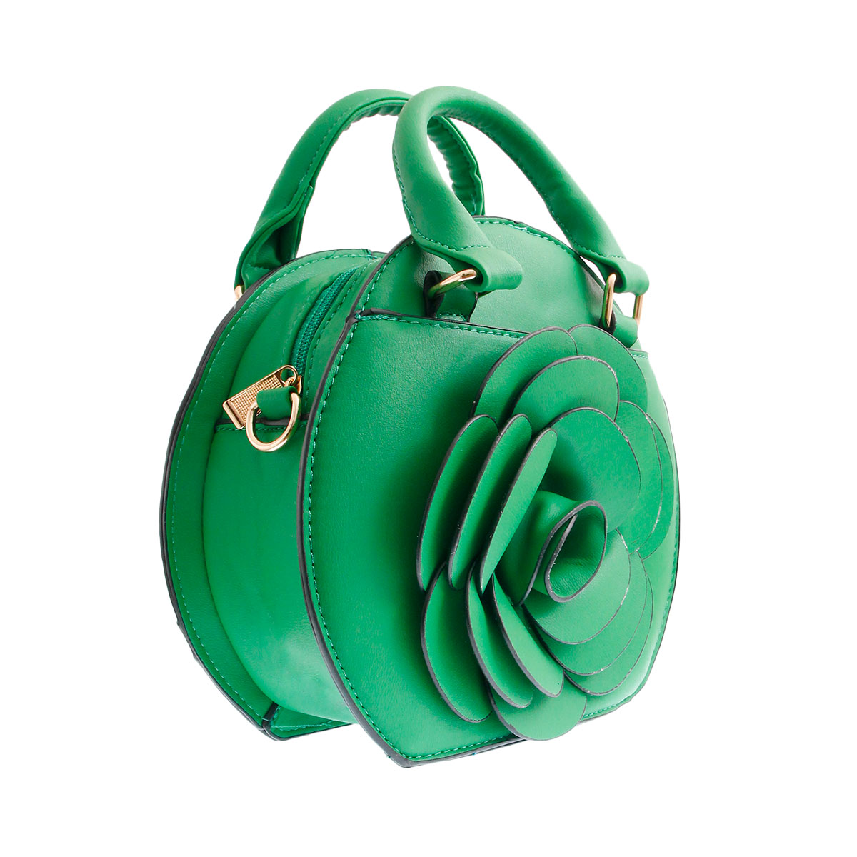 Green Rose Rounded Handbag