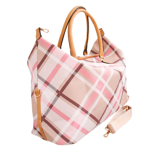 Pink Plaid Weekender Duffel