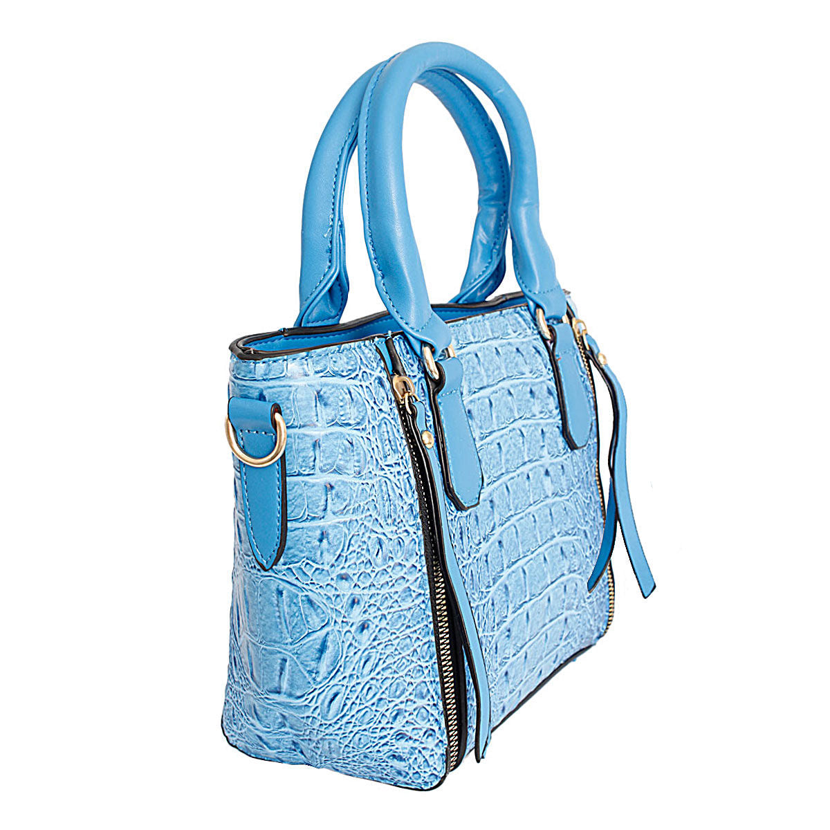 Blue Croc Tote Pouch Set