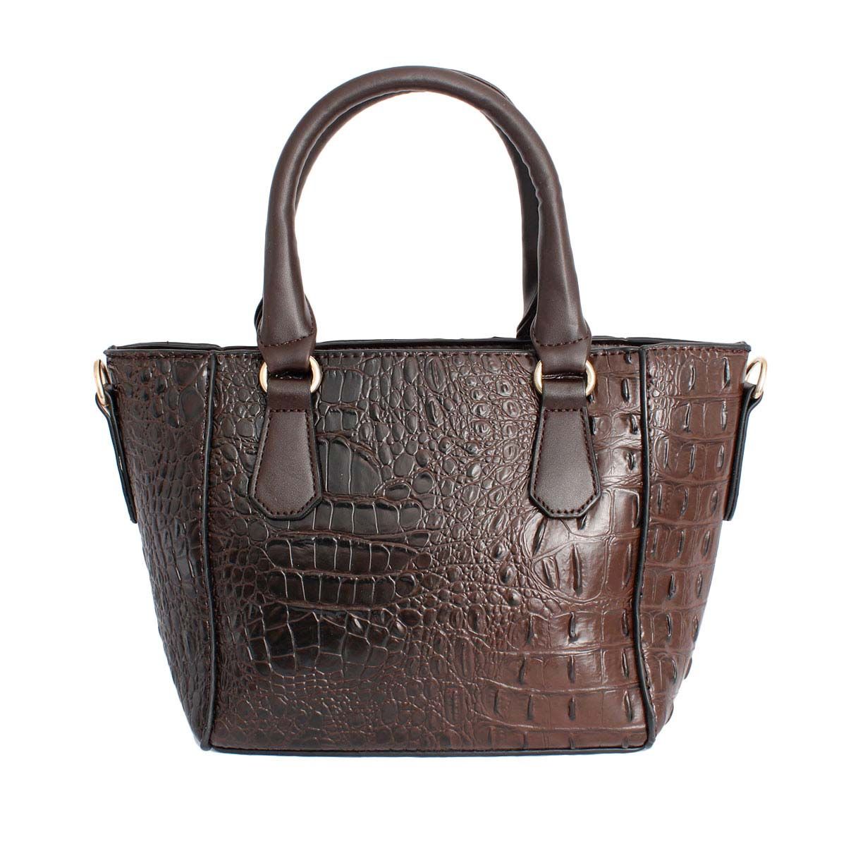 Dark Brown Croc Tote Pouch Set