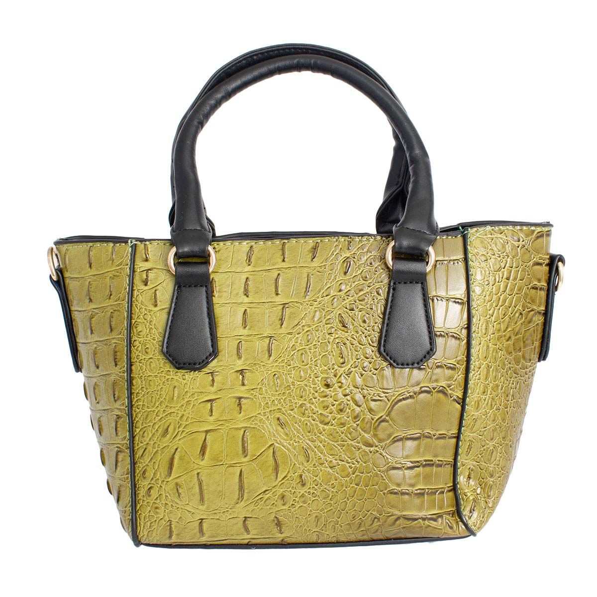 Green Croc Tote Pouch Set