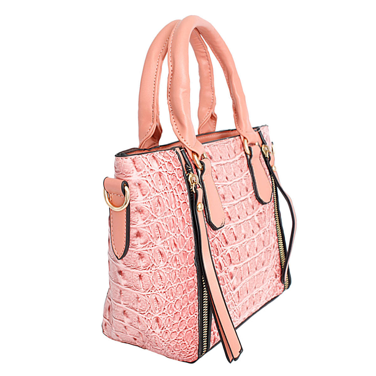 Pink Croc Tote Pouch Set