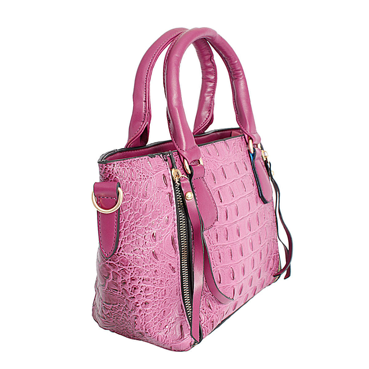 Purple Croc Tote Pouch Set