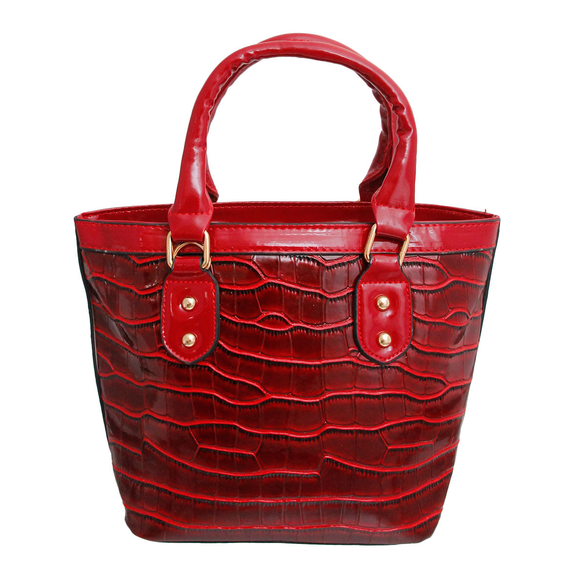 Shiny Red Croc Tote Bag Set