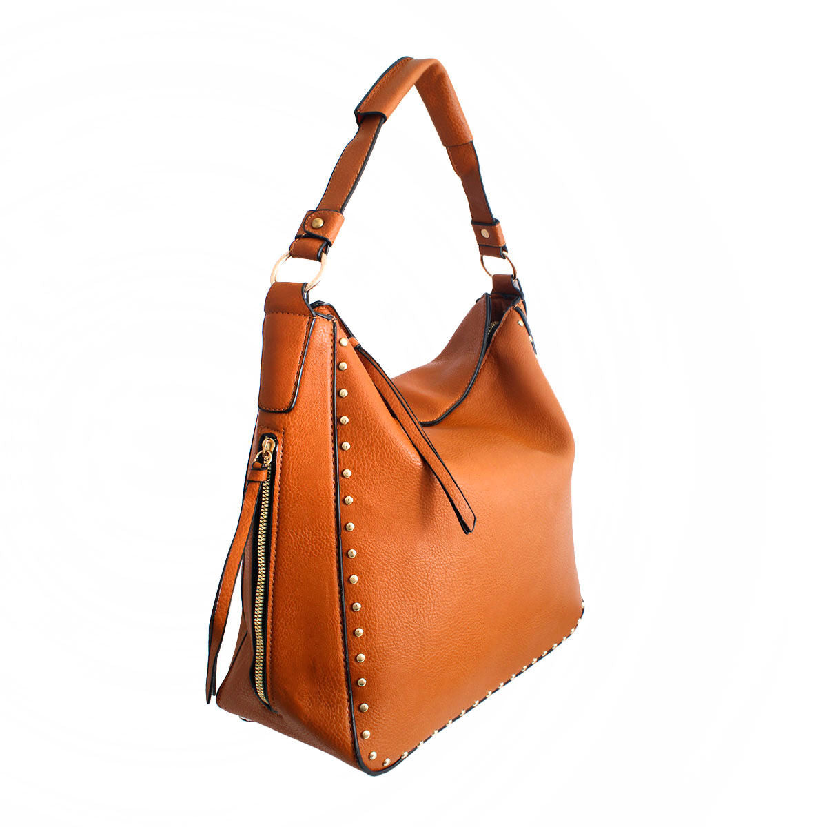 Camel Studded Hobo Bag